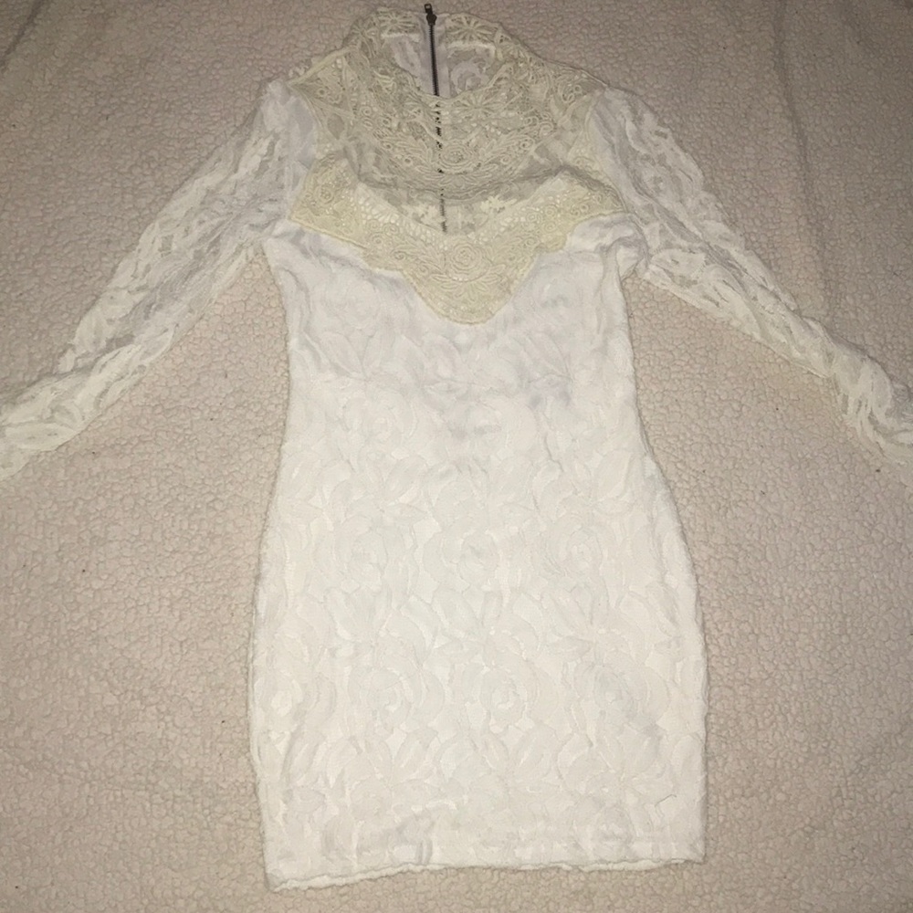 Cream colored lace mini dress